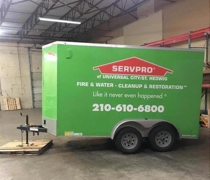 picture of green SERVPRO trailer