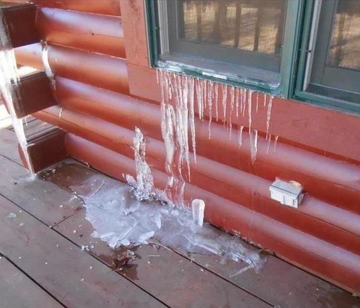 Frozen water after a pipe burst