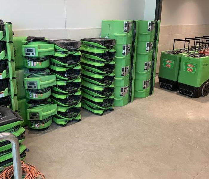 picture of all of our green SERVPRO equipment